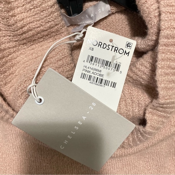 NEW Chelsea28 Pink Cowl Neck Sweater Long Sleeve Pullover In Pink Adobe Size XS - Picture 2 of 7